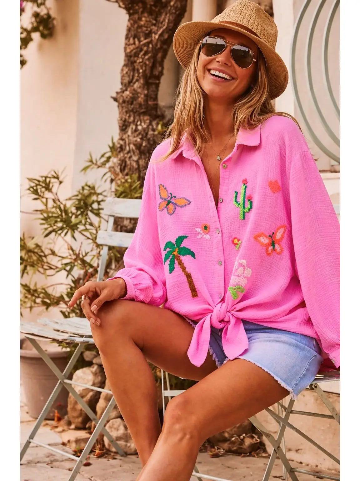 PINK GAUZE WHIMSICAL SHIRT / COVER UP