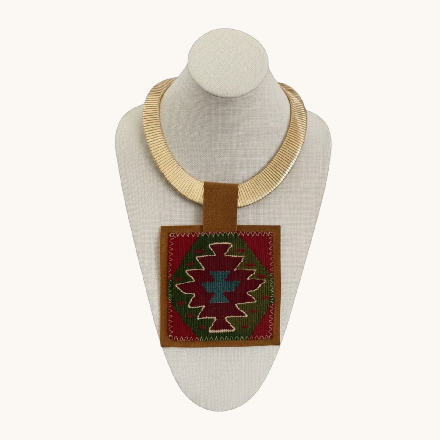 KILIM PENDANT- LARGE GOLD SNAKE CHAIN