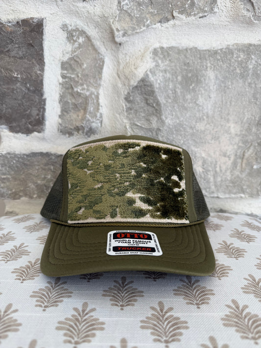 Textile Trucker Hat- Olive Green
