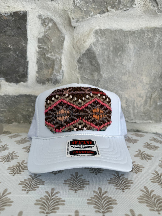 Kilim Trucker Hat- White