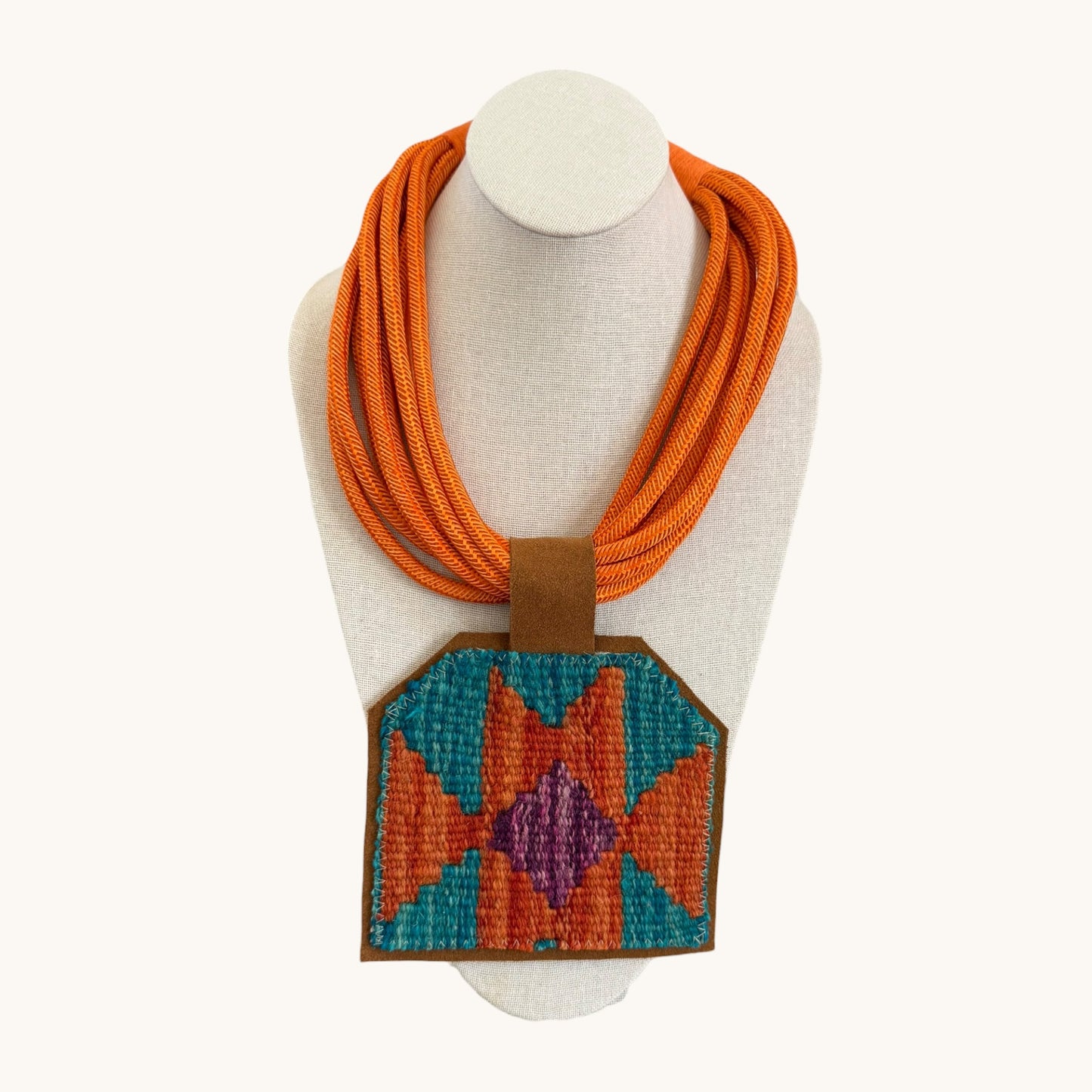 KILIM PENDANT- ORANGE MULTI-ROPE