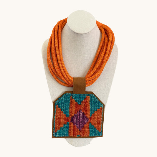 KILIM PENDANT- ORANGE MULTI-ROPE