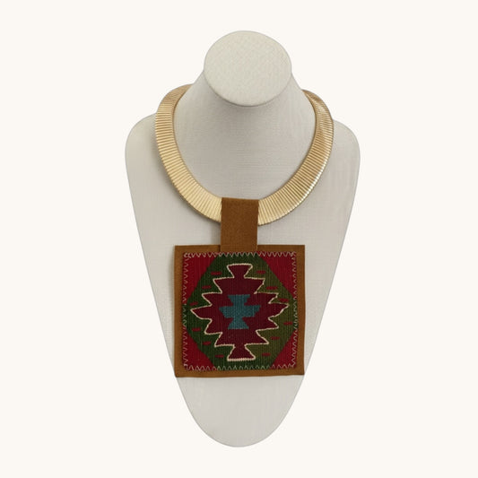 KILIM PENDANT- LARGE GOLD SNAKE CHAIN