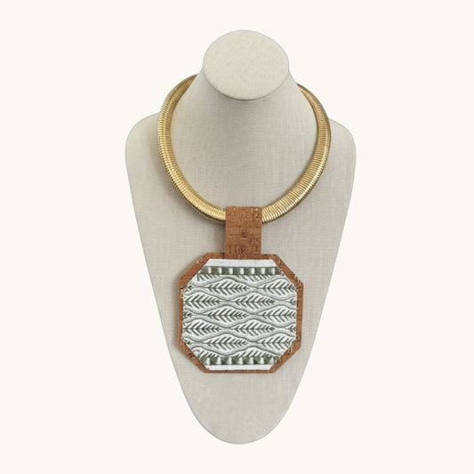 TEXTILE PENDANT- GOLD SNAKE CHAIN