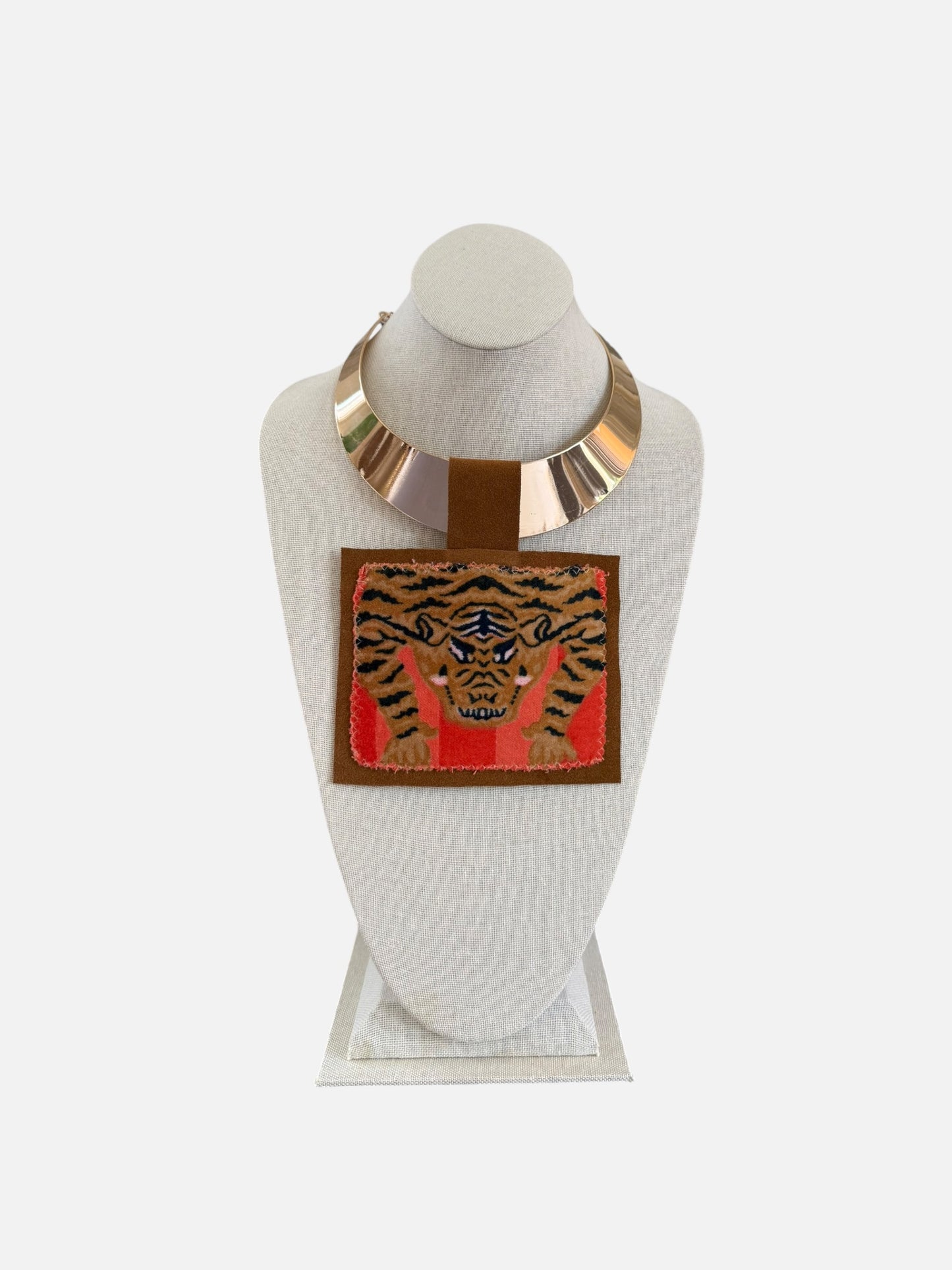 Tiger Pendant  - Gold Adjustable Choker