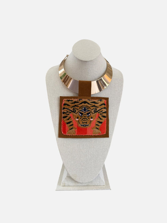 Tiger Pendant  - Gold Adjustable Choker