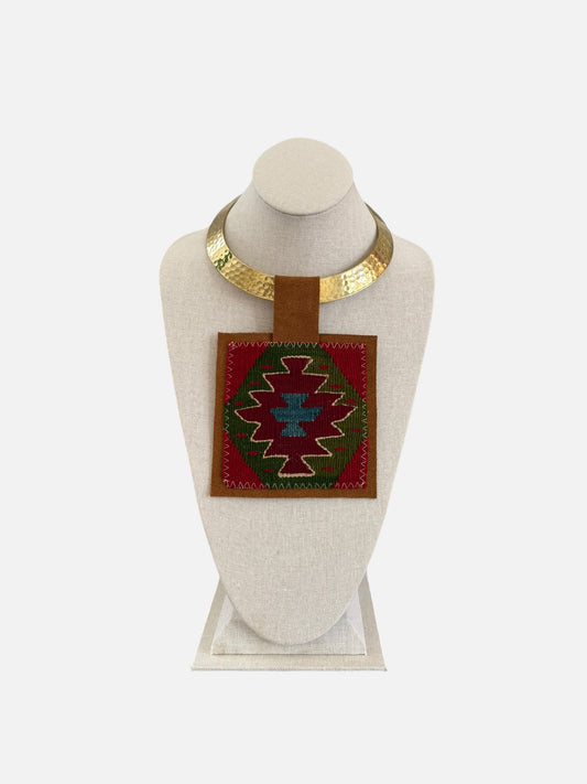 Kilim Pendant -Skinny Gold Choker