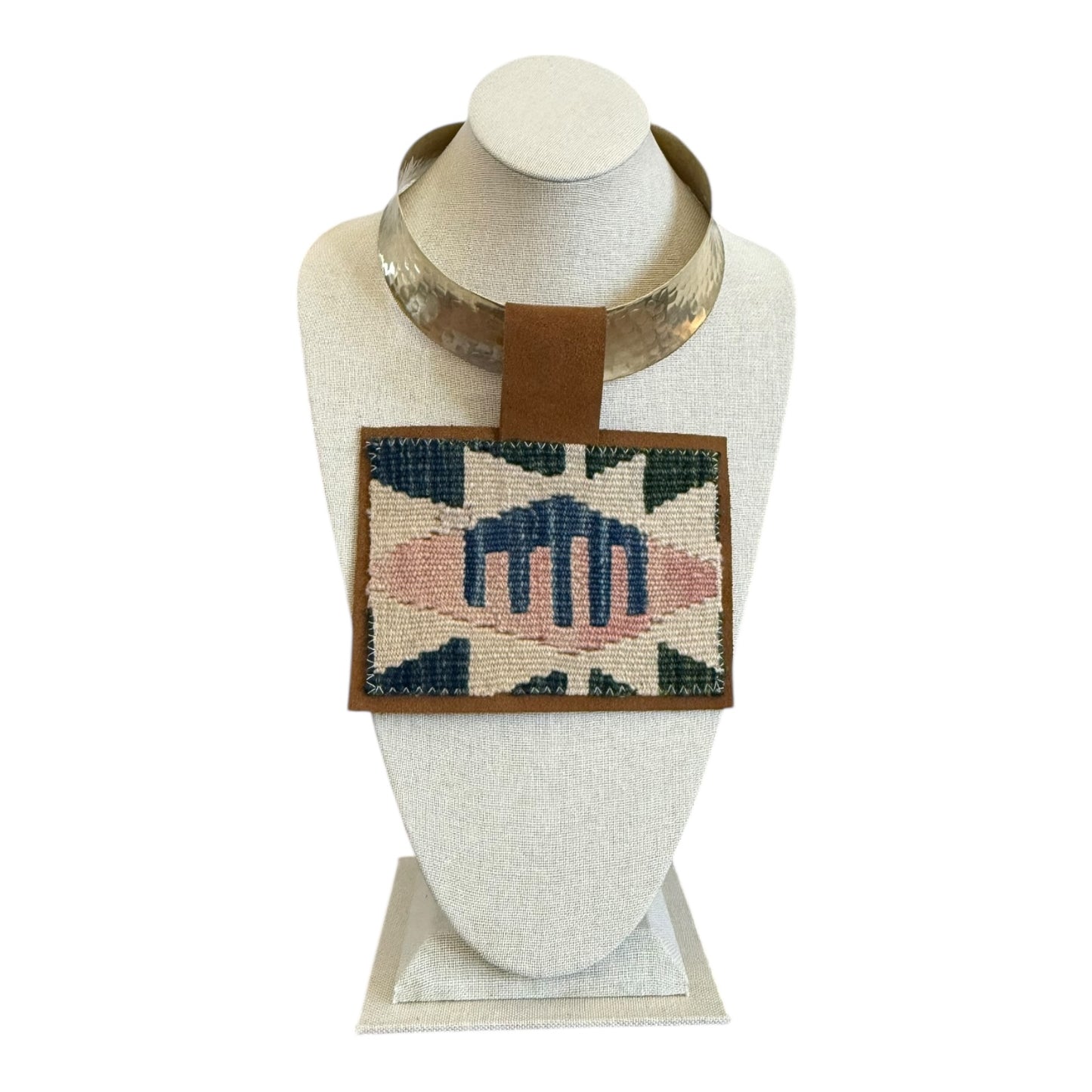 Kilim Pendant Necklace- Chunky Gold Choker