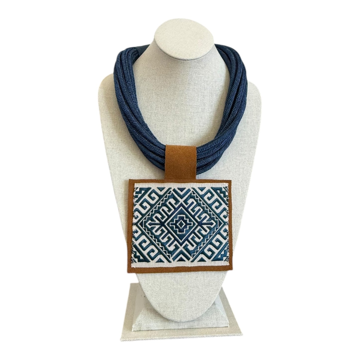 Textile Pendant Necklace - Navy Multi-Rope