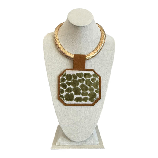 Textile Pendant Necklace - Gold Snake Chain