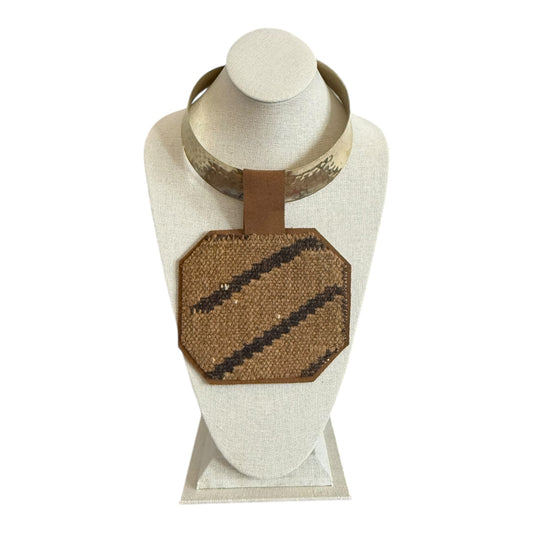 Kilim Pendant Necklace - Gold Chunky Choker