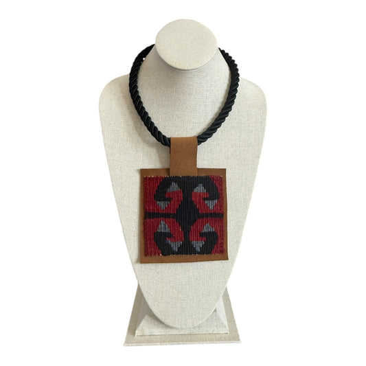 Kilim Pendant - Black Silk Rope Necklace