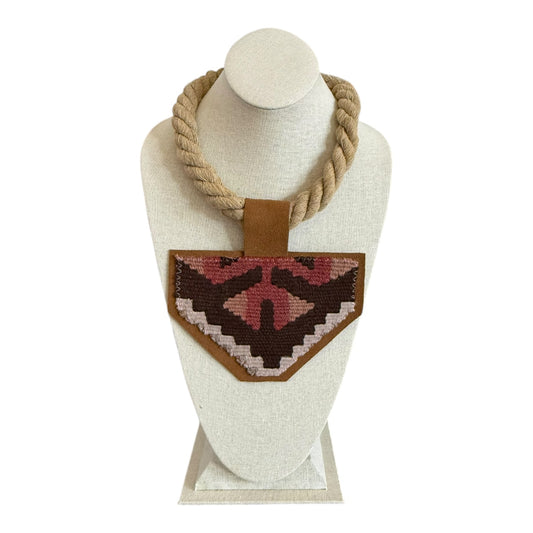 Kilim Pendant Necklace - Natural Rope