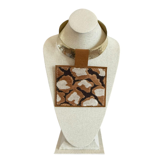 Textile Cheetah Choker - Chunky Gold Choker