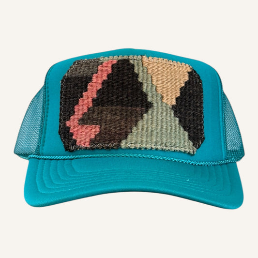 Kilim Trucker Hat- Turquoise